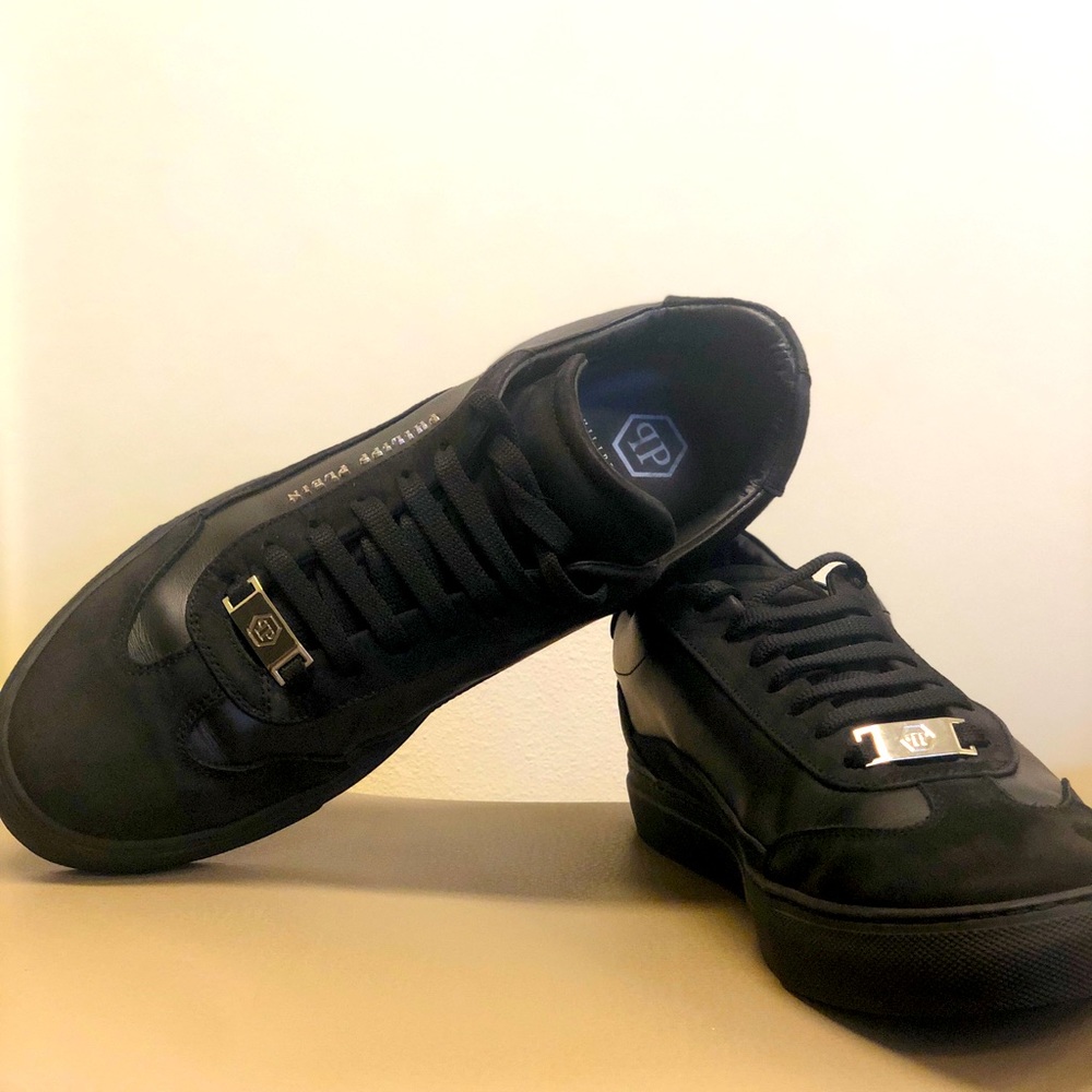 Phillip Plein leather sneakers with suede trim